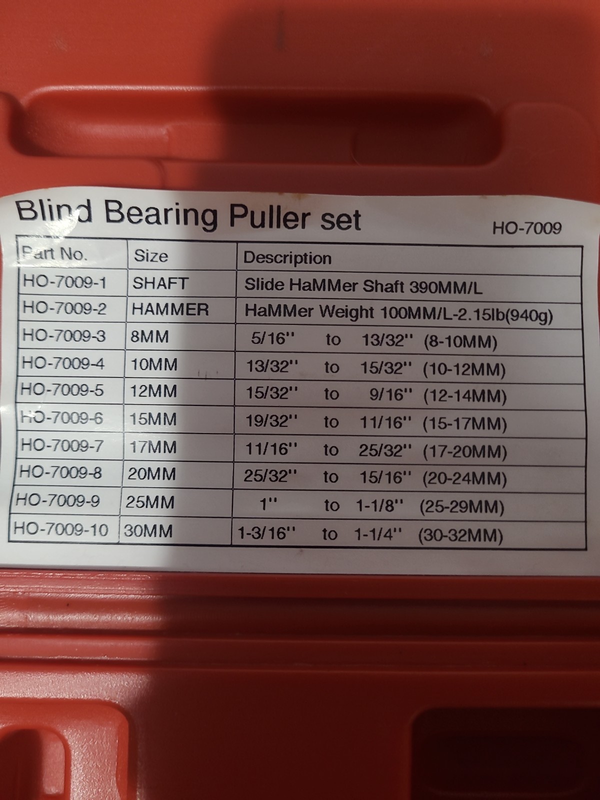 9pc Blind Hole Puller Set 8-30mm