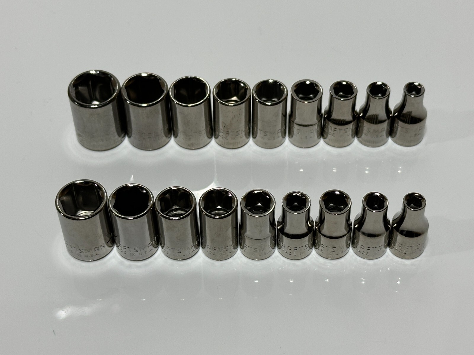 NOS Craftsman Tools USA 18pc Metric & SAE Shallow Socket Set, 1/4” Drive 6 Point