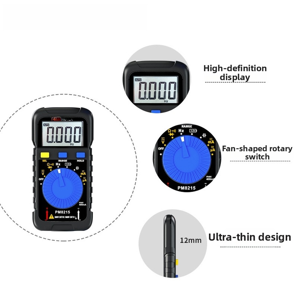 PM8215 Digital Multimeter Pocket Size AC DC Voltage Current Tester 3999 Count