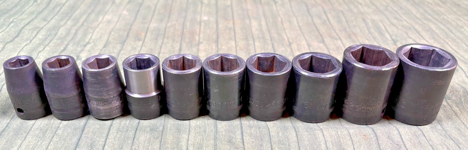 Easco (10) Pc. 6 Pt. 1/2″ Drive SAE Impact Socket Set w/ Tray – Made in U.S.A.