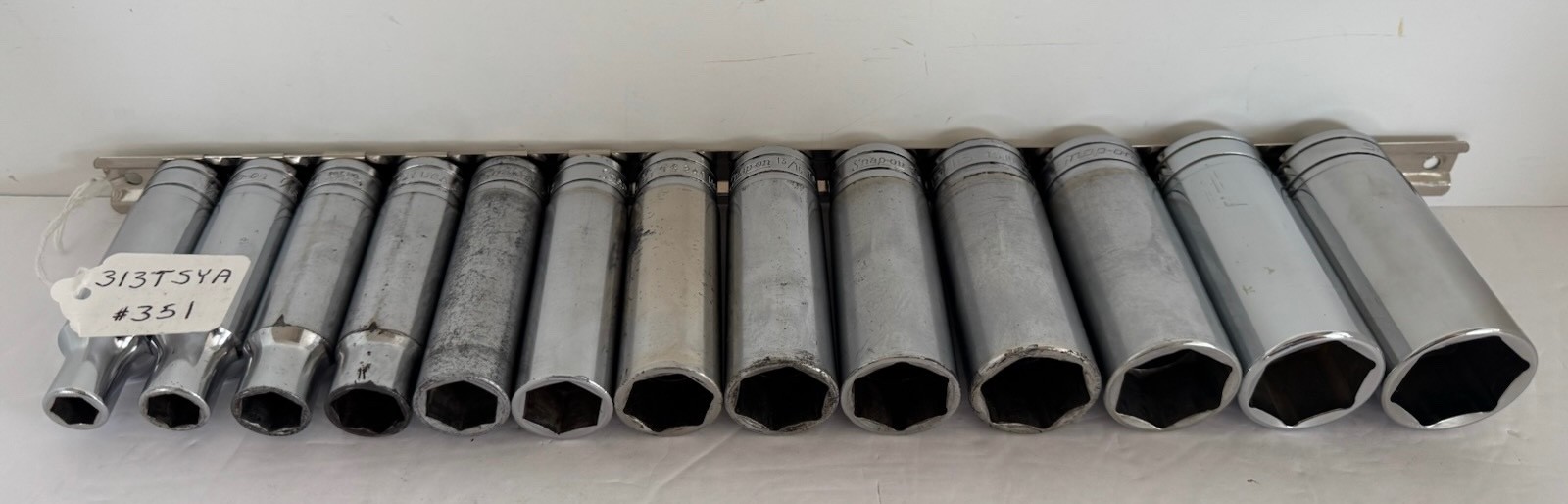 Snap On Tools 313TSYA SAE 1/2 Dr 6 Pt Deep Socket Set 3/8″ To 1-1/8 #351