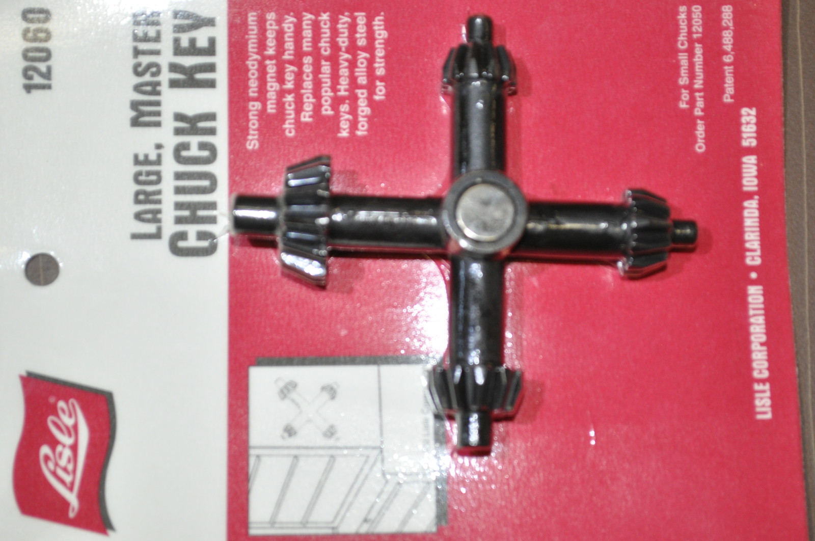 MAGNETIC MASTER CHUCK KEY LARGE 4 SIZES LISLE TOOLS 12060