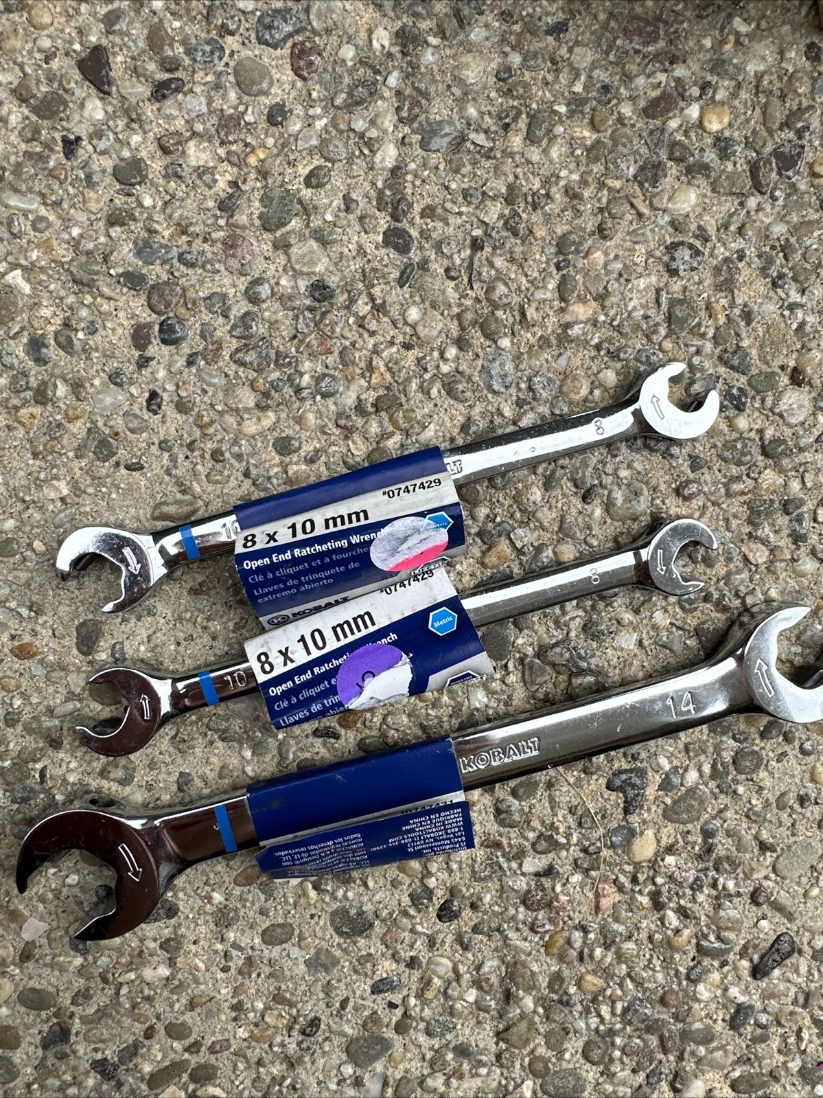Lot Kobalt Metric Mixed Open End Ratcheting Wrench NEW 8 10 14 15 Gg1-d