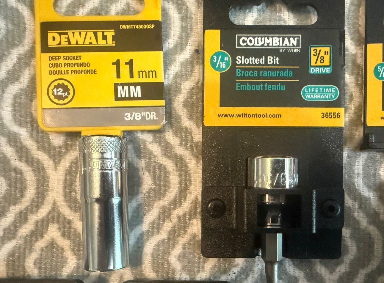 Lot of 3/8 inch drive Sockets NEW – 13 total standard and metric