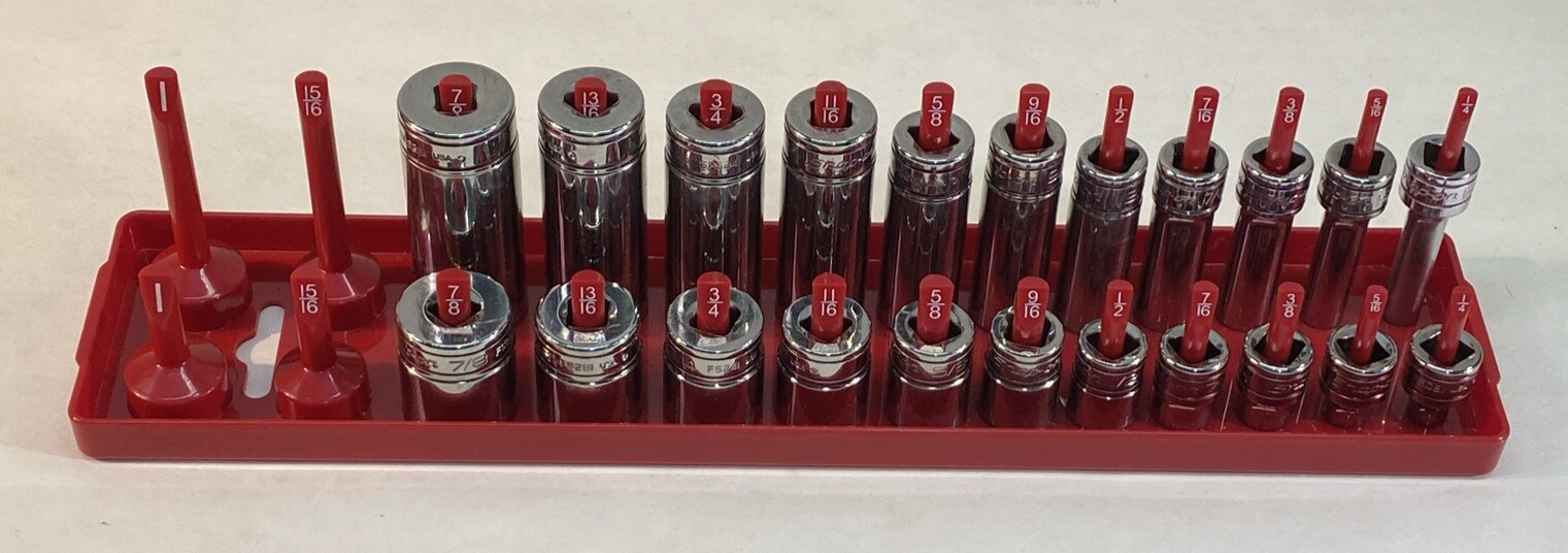 Snap On SFS081-SFS281 3/8″ Drive Socket 7/8-1/4 Set 22pcs Deep/Shallow w/Tray
