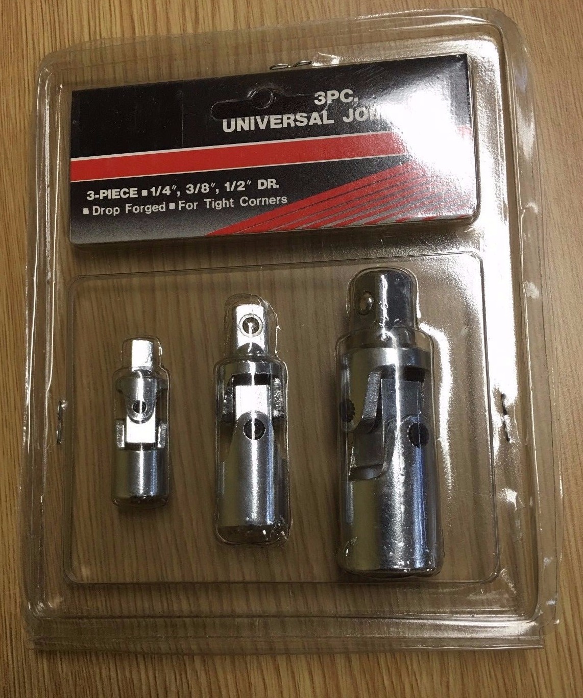 3 PC SWIVEL 1/4″ 3/8″ 1/2″ DRIVE UNIVERSAL JOINT DIY SOCKET SET