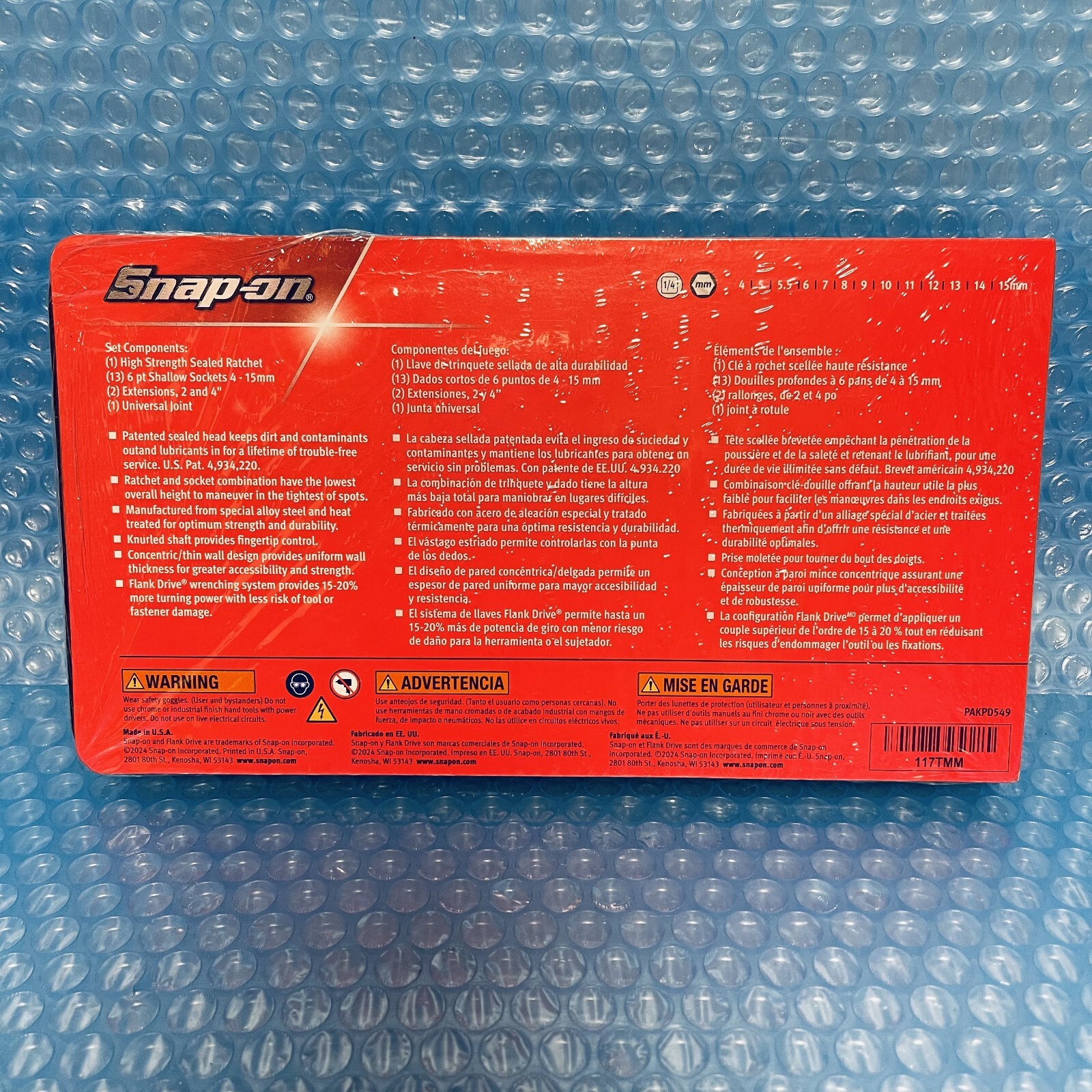 Snap-On 117TMM 17 pc 1/4″ Drive 6-Point Metric Starter Set Unused In Storage