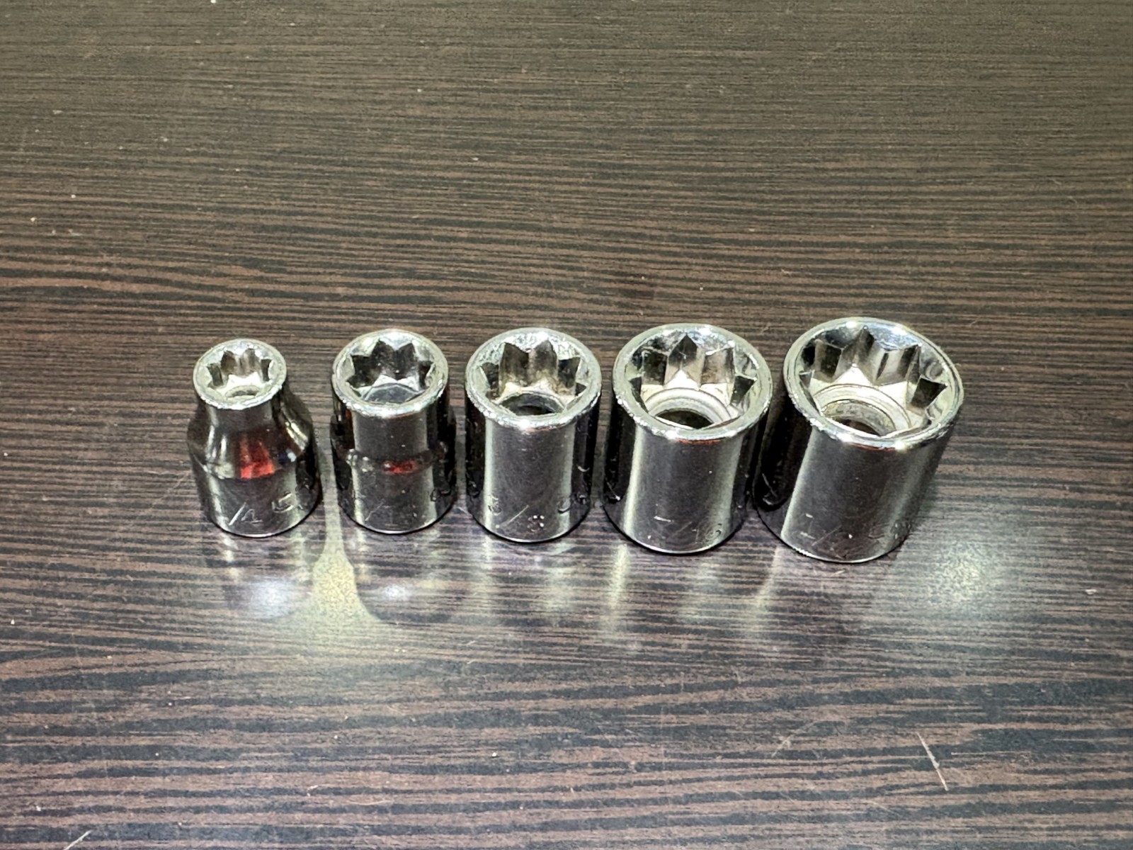 Craftsman 5pc 3/8 Drive 8Pt SAE Socket Set 1/4-1/2 All G 443XX Made in USA