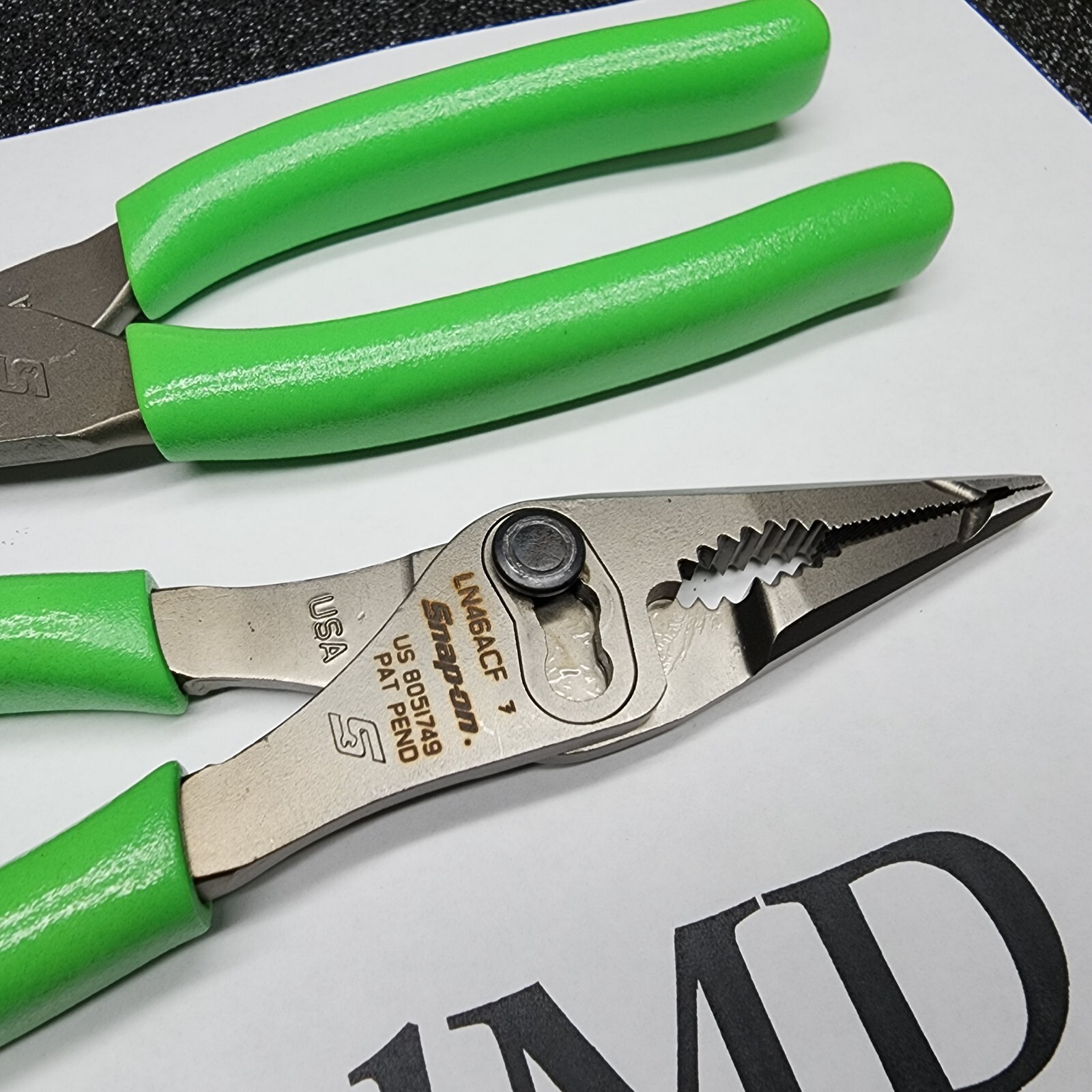 Snap-on Tools 2pc GREEN 7″ Long Nose Slip-Joint Pliers & Diagonal Cutter LN46ACF
