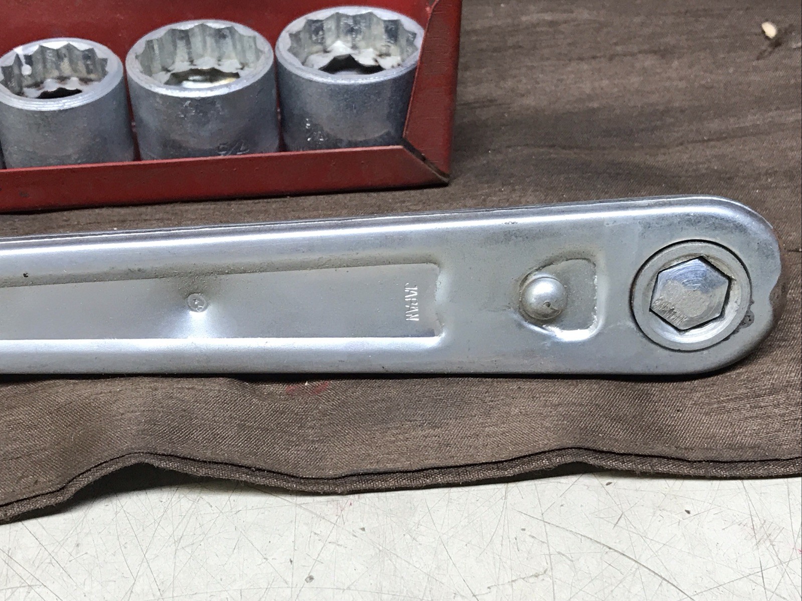 Hex Ratchet Wrench and Socket Set with Wallmount – Made in Japan – Complete