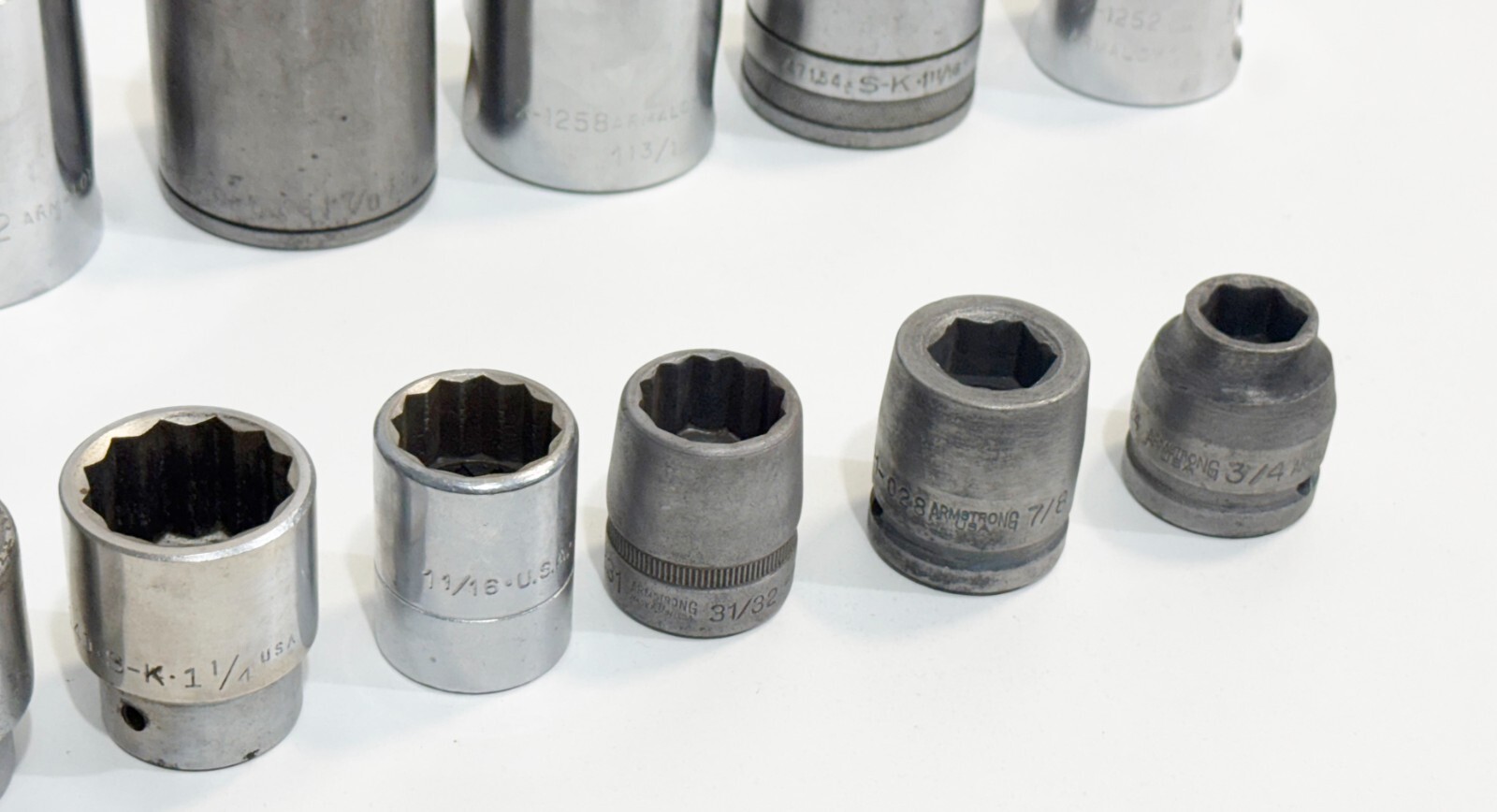 Armstrong SK 3/4″ 1″ Drive Socket set 2 3/8″ – 3/4″ –Lot of 15 Pcs Huge set New