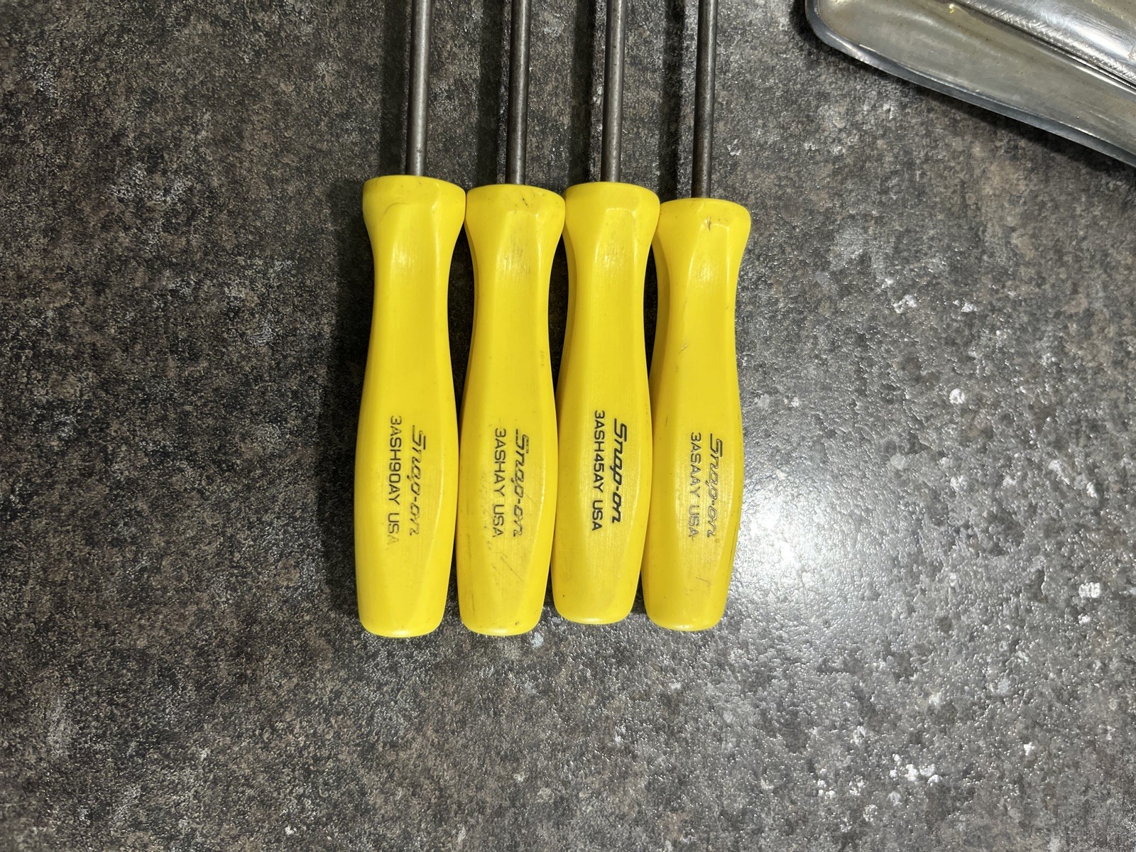 RARE Snap-on ASA204AY Yellow Hard Handle 4 Piece Mini Pick Set