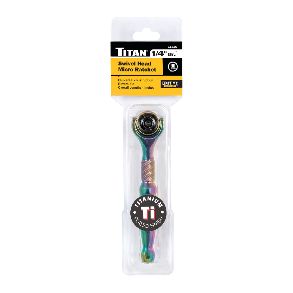 Titan 1/4 in. Drive Titanium Swivel Head Micro Ratchet