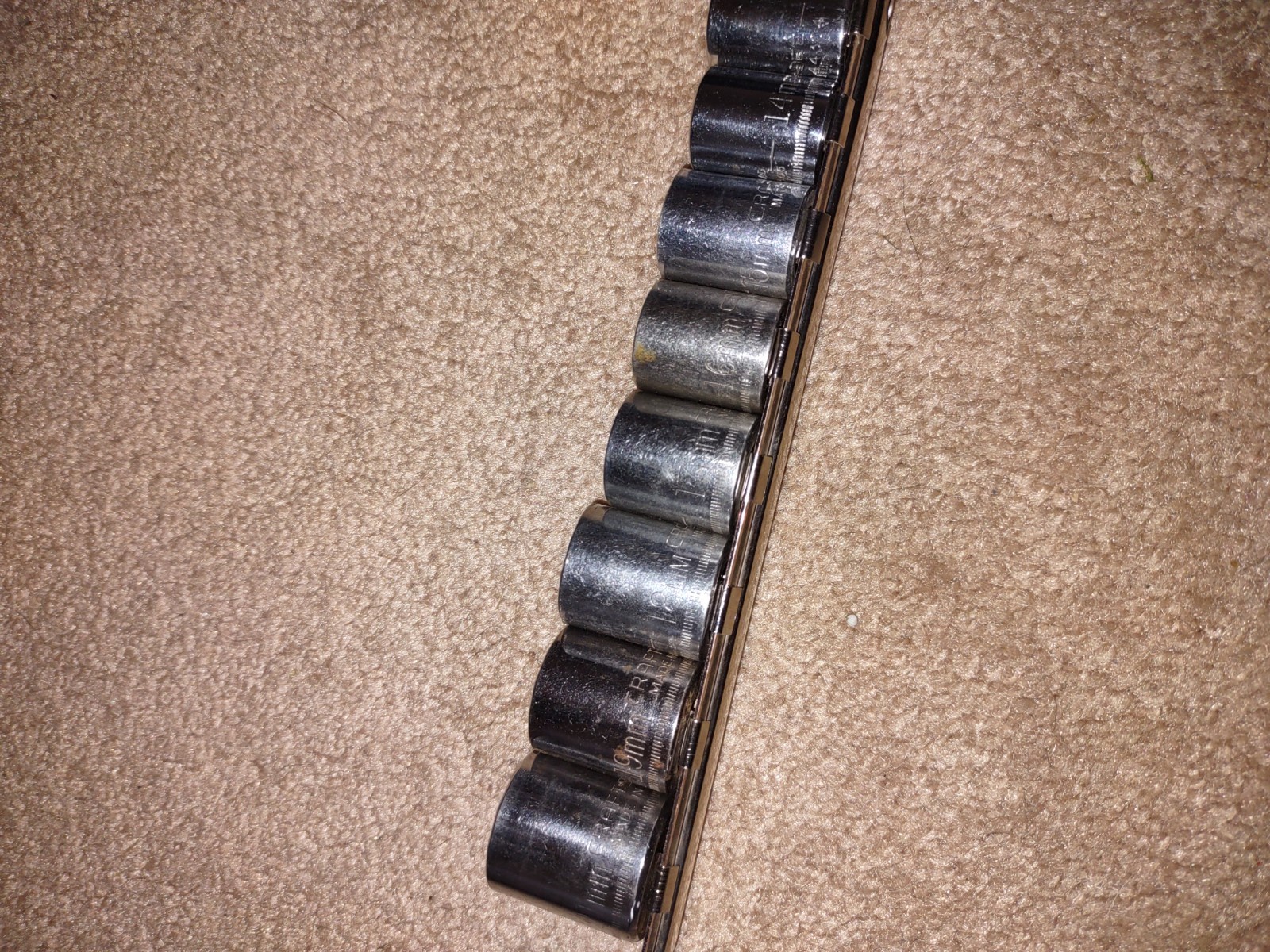 Craftsman 14 Pcs 3/8’Dr. 12point Metric Shallow Socket Set 7mm- 21mm On Rail