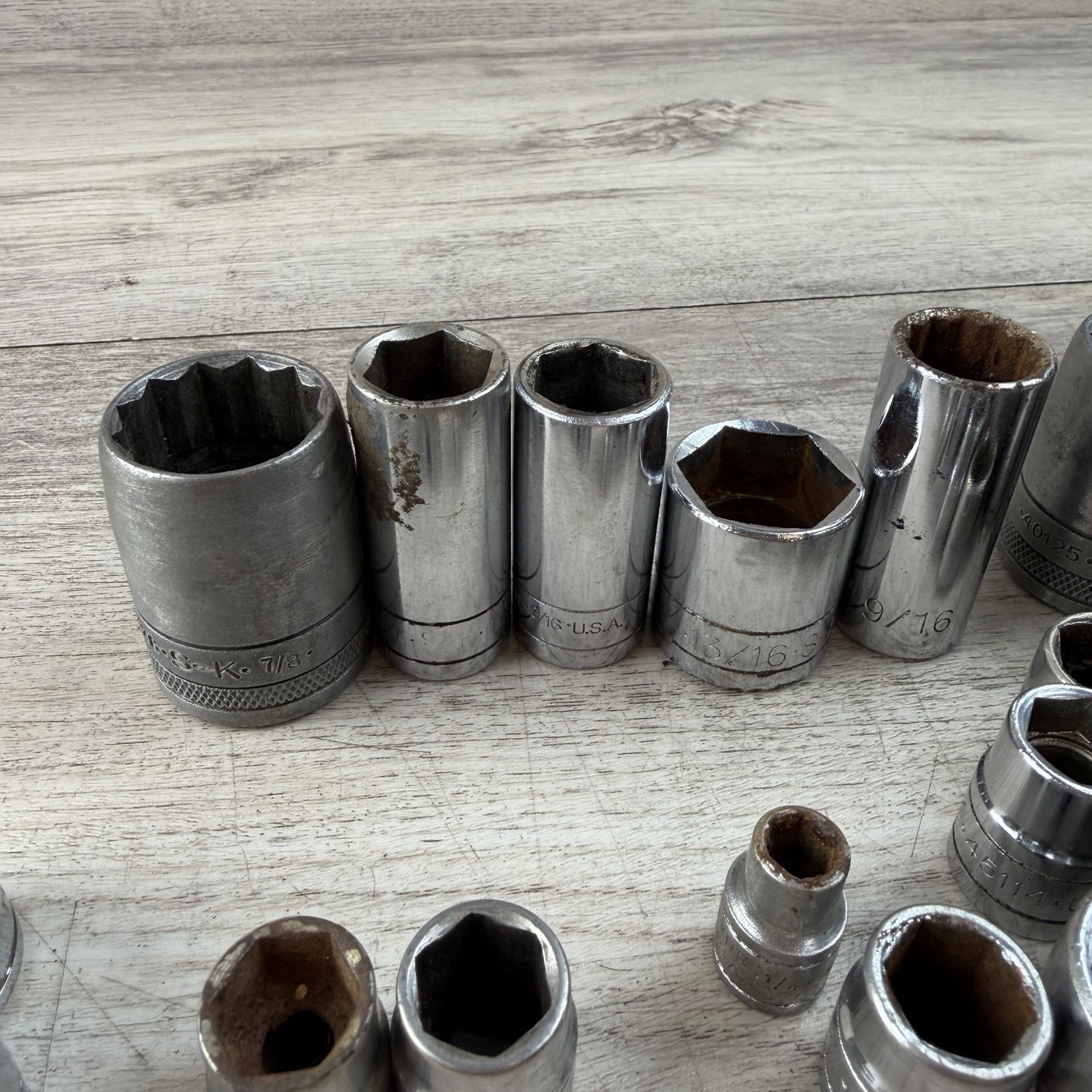 34 Lot Socket SAE Multiple Drives Sizes Brands – SK, Sears, Husky, Crescent