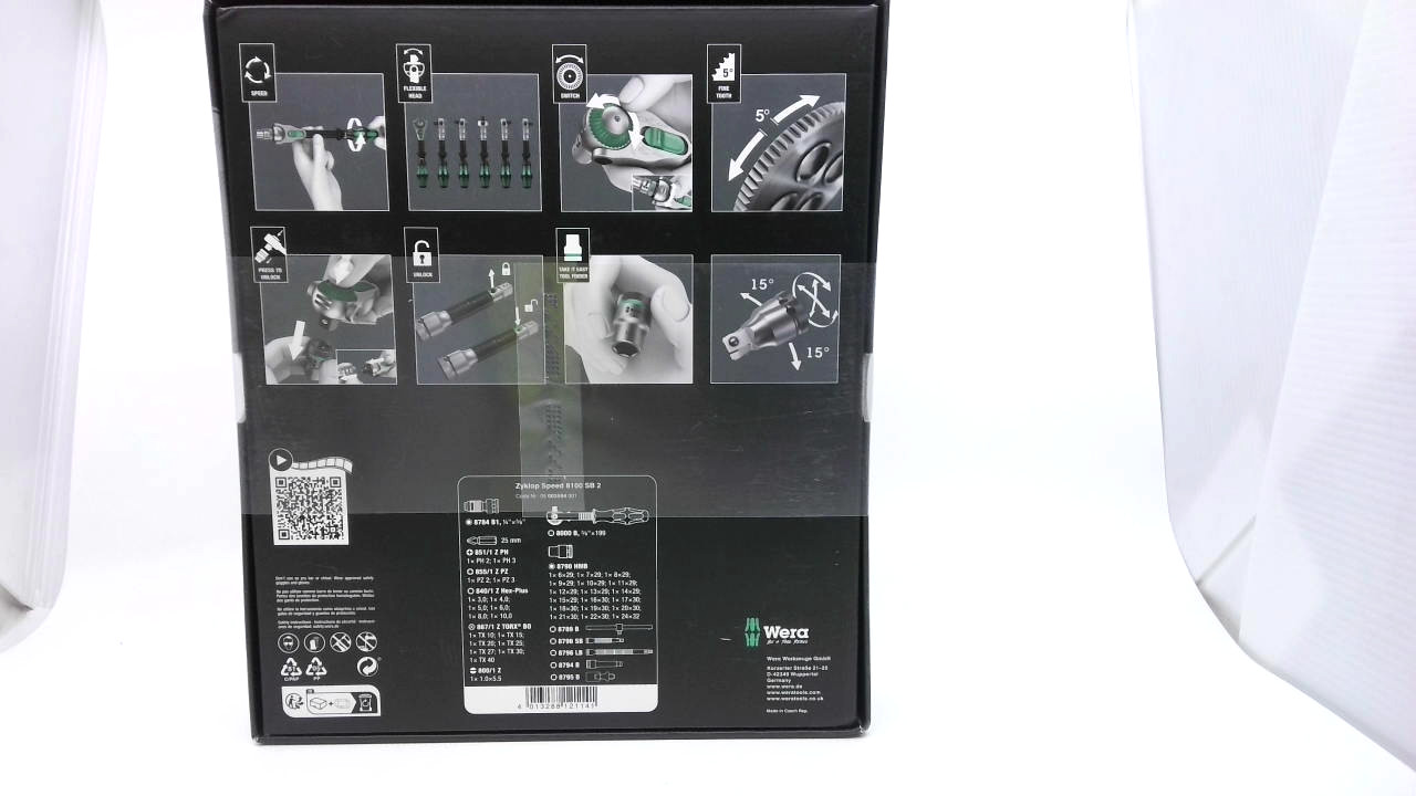 Wera 8100 SB 2 Zyklop Speed Ratchet, Sockets, Bits and Accessories Set, 3/8″ Dri