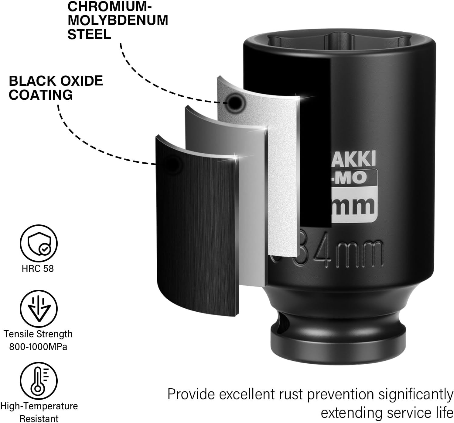 Chrome Molybdenum 1/2-Inch Drive 34 mm Deep Socket – Ultimate Grip & Durability