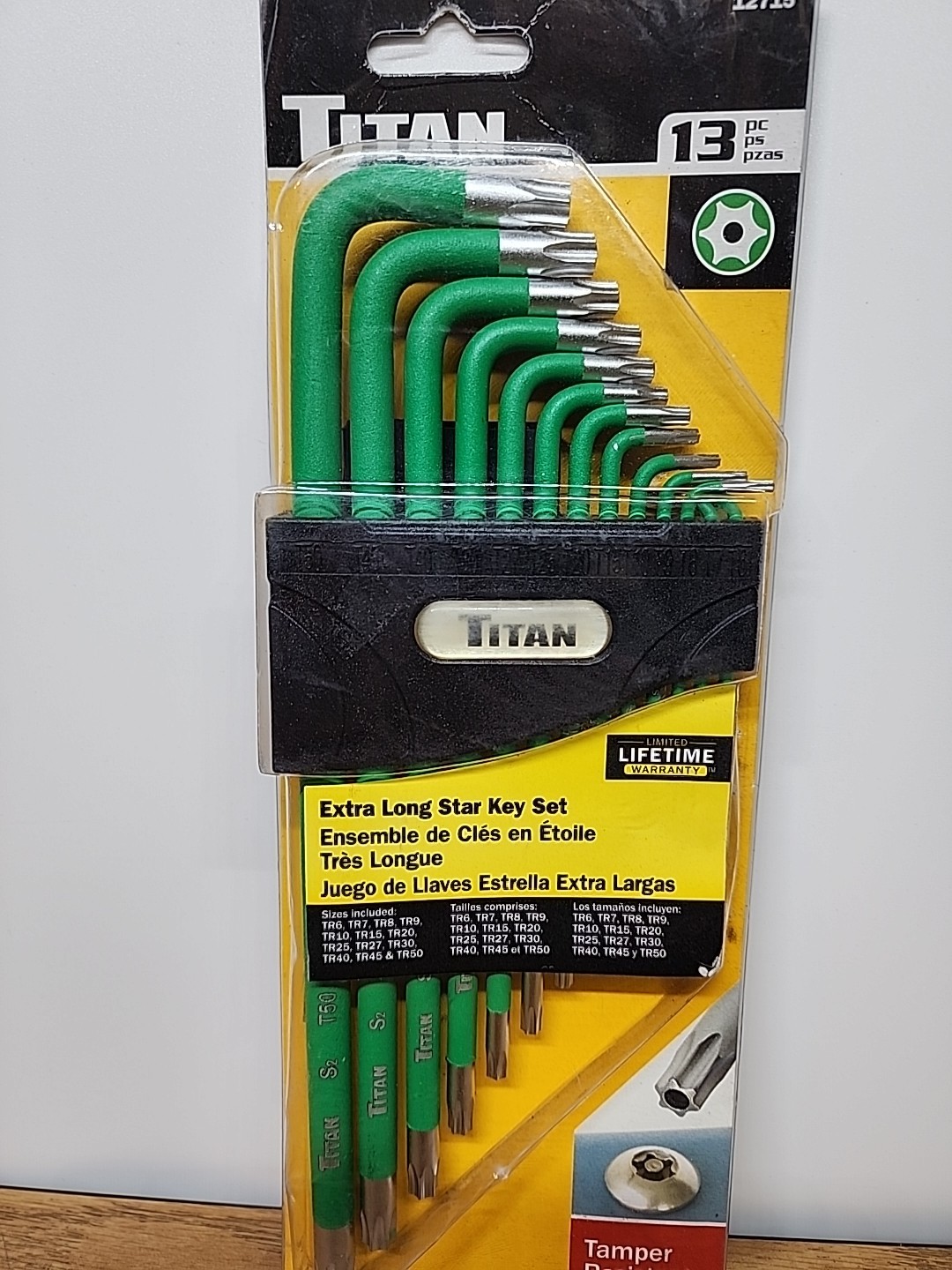 Titan 12715 13-Piece Extra Long Tamper Resistant Star Key Set,Green
