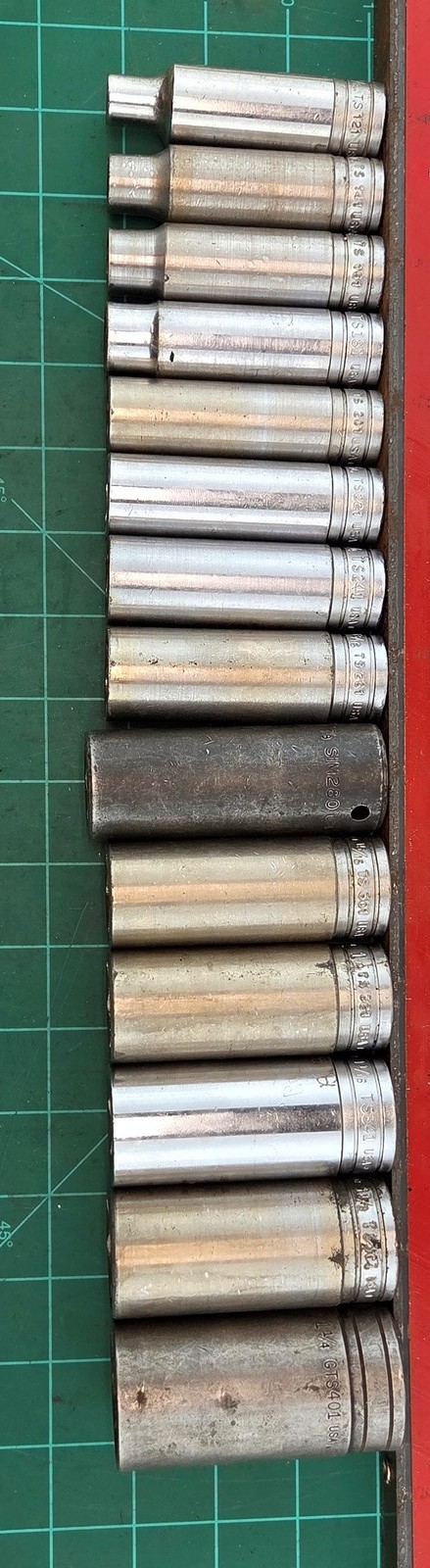 Snap On Tools 313TSYA 1/2″Drive 14 pc 6 point Deep Socket Set 3/8″-1-1/8″