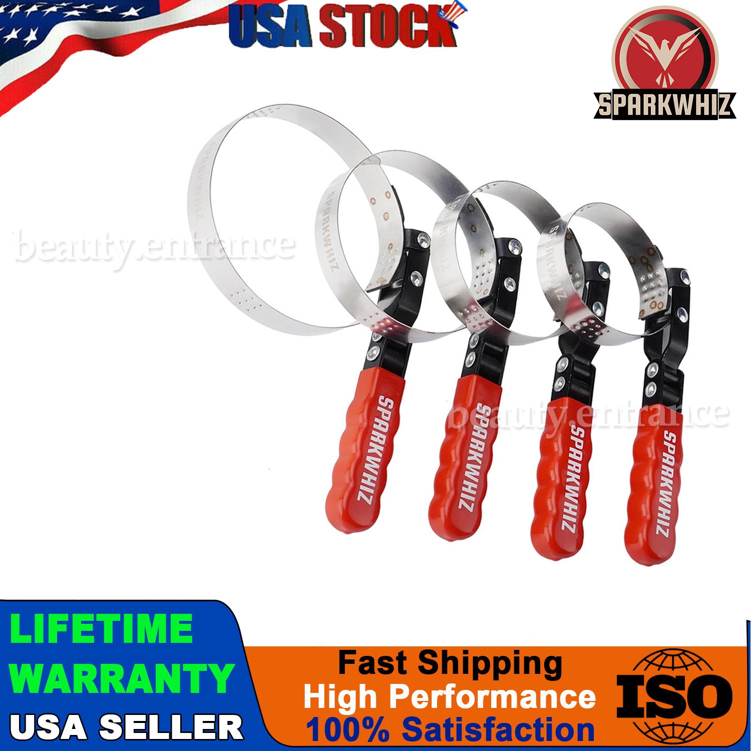 Set of 4 Swivel Oil Filter Wrench 2-3/4″ – 5-1/4″ 4 Size Oil Filter Remover Tool