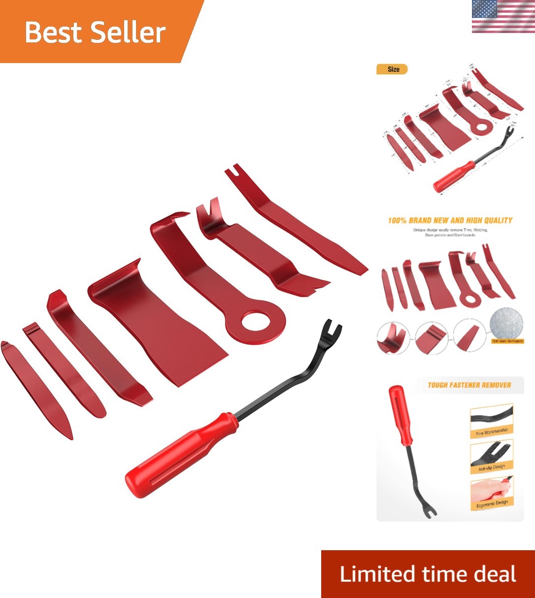 Effortless 8PCS Nylon Auto Trim Scratch Removal Tool Set – Eco-Friendly, Red