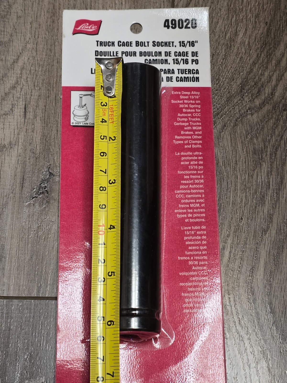 Lisle 15/16″ x 6″ Extra Deep 6pt Truck Air Brake Cage Bolt Socket 1/2 dr #49020