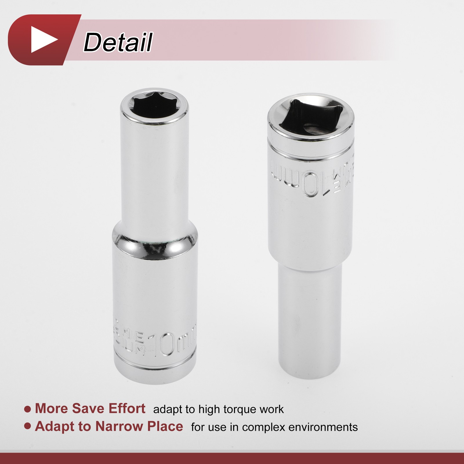 1/2 Inch Drive Impact Socket 10mm 6 Point Chrome Vanadium Steel 1 Pcs 80mm