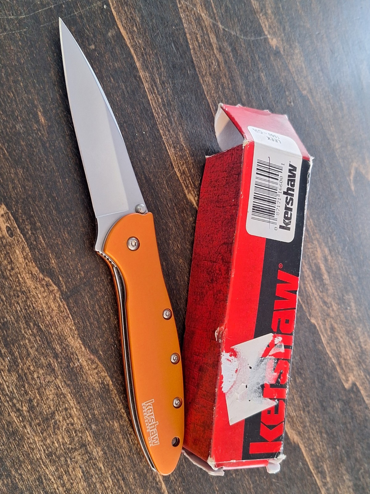 Kershaw Orange LEEK Pocket Knife w/Clip & Assisted Opening USA #1660OR