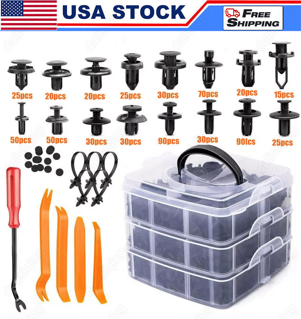 650Pcs Car Retainer Auto Fasteners Push Trim Plastic Clips Pin Rivet Bumper Kit