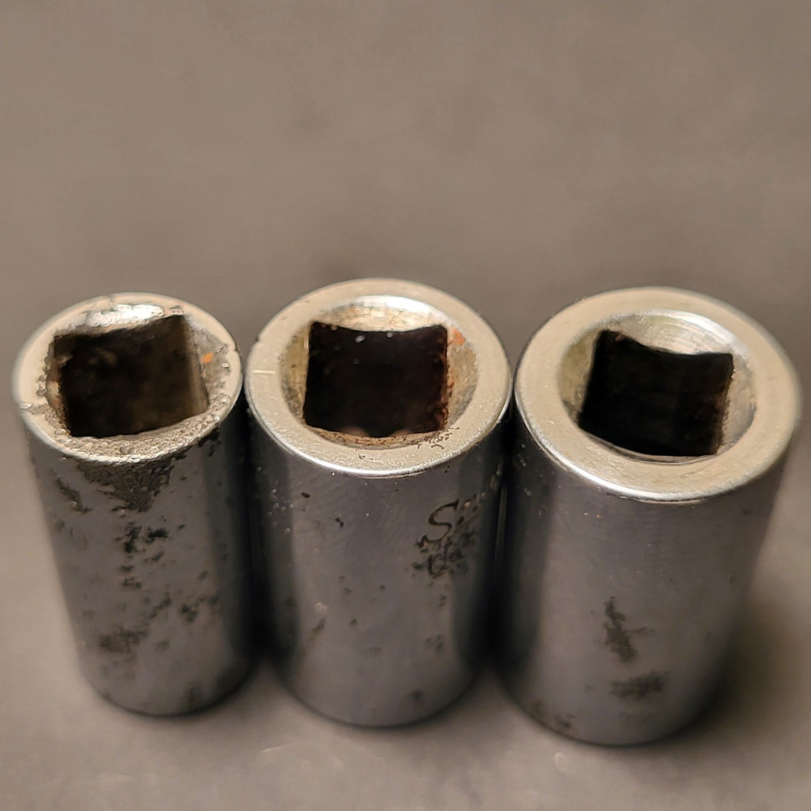 Snap On 5 piece 1/4” drive sockets 6 point 7/16” 14mm 3/8” 11/32” 9/32”