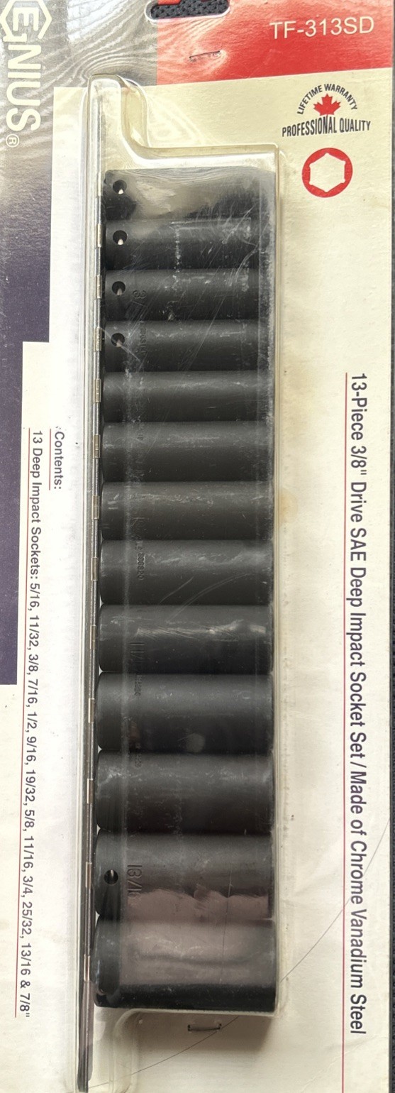 Genius 13 Piece 3/8″ Drve SAE Deep Impact Socket Set TF-313SD