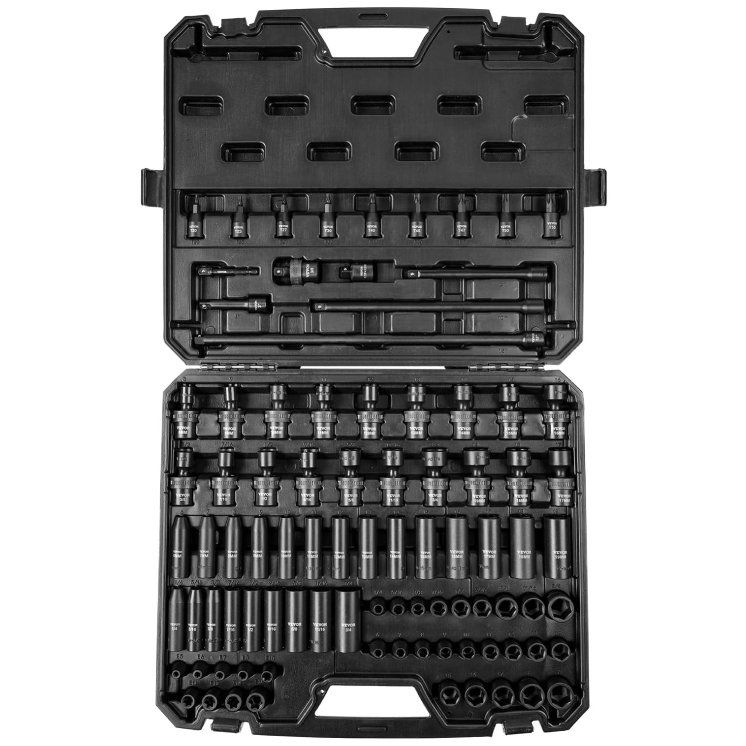 Heavy-Duty 90-Pc Impact Socket Set 3/8″ Drive, SAE & Metric