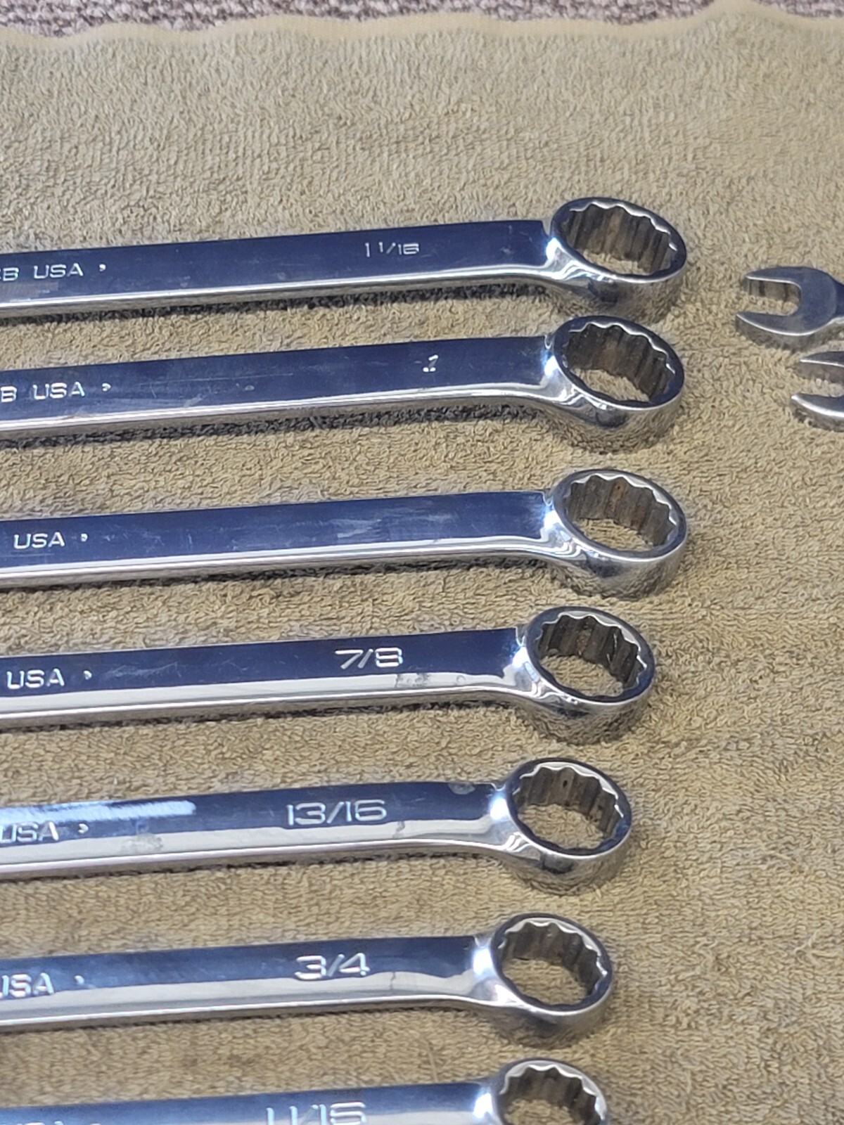 Snap on OEX Combination Wrench Set Sae 1-1/16 1 15/16 7/8 13/16 3/4 9/16 3/8 1/4