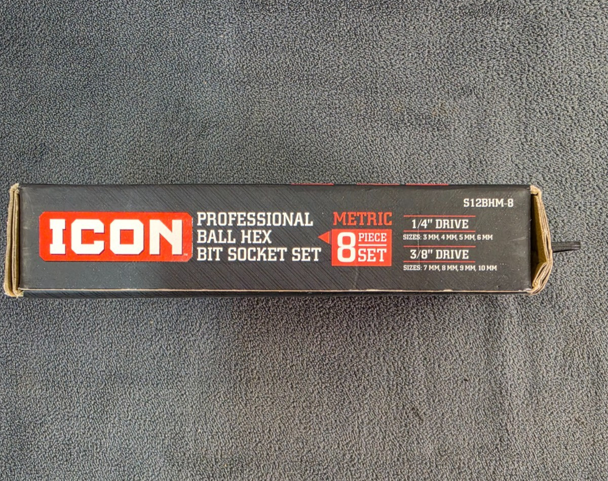 ICON 1/4 in. and 3/8 in. Drive Metric Professional Ball Hex Socket Set, 8-Piece