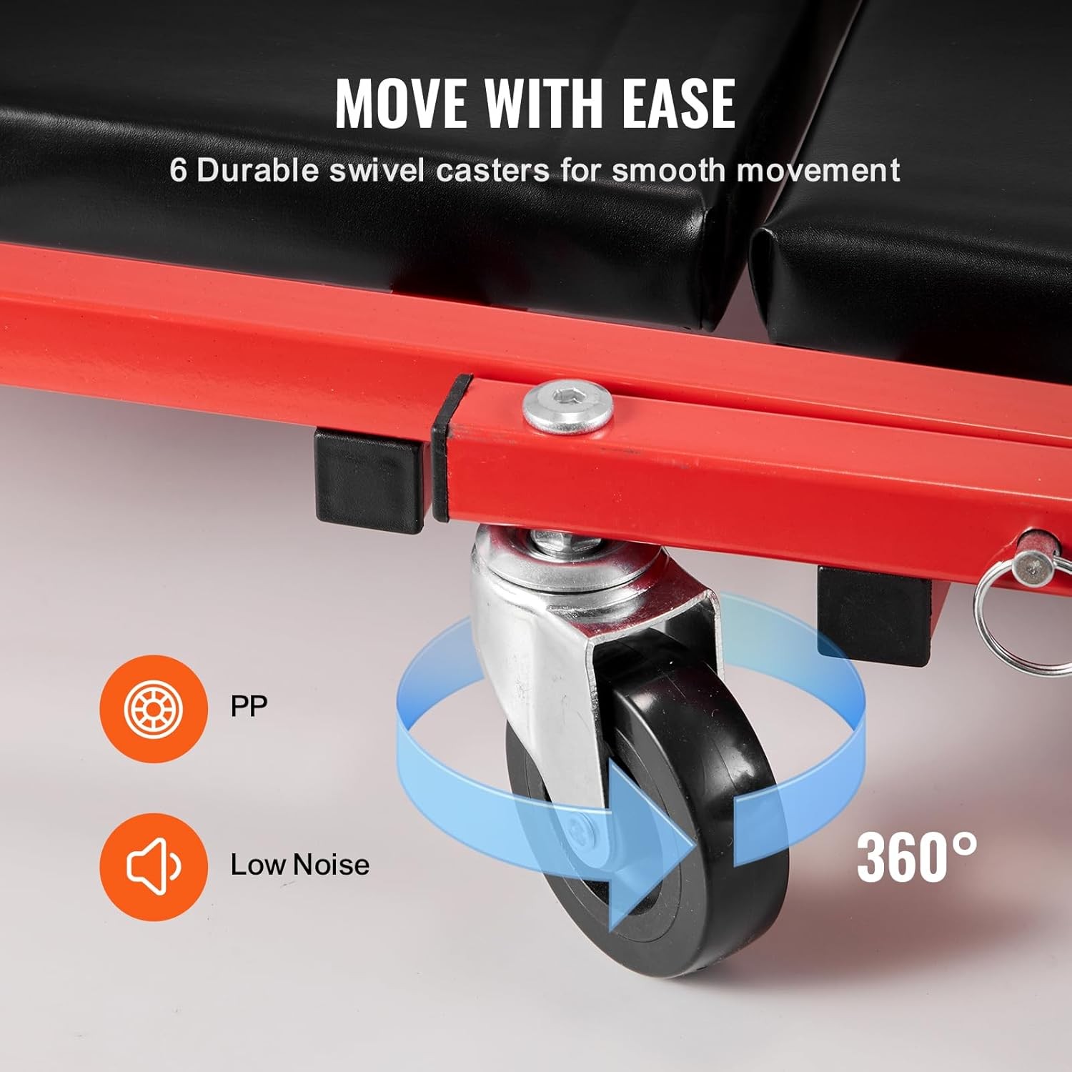 VEVOR Foldable Z Garage Creeper, 36 in, 300 lbs Load Capacity Rolling Red