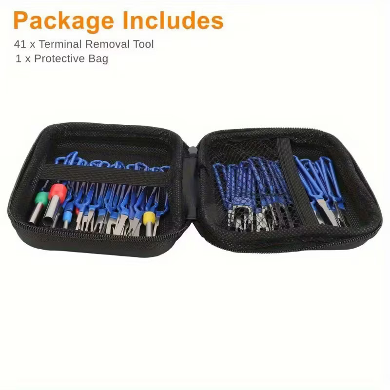 41pcs Pin Extractor Tool Terminal Ejector Connector Removal Kit w/Protective Bag