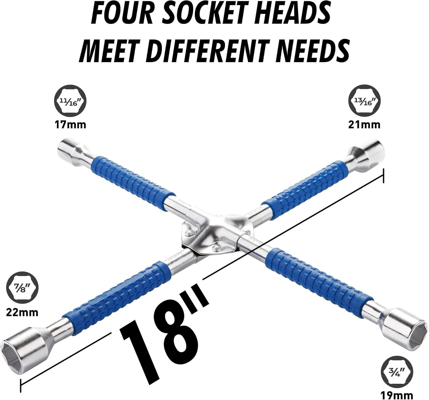 Professional Grade 18 Inch Lug Wrench with Extra Strength for SUVs and Vans
