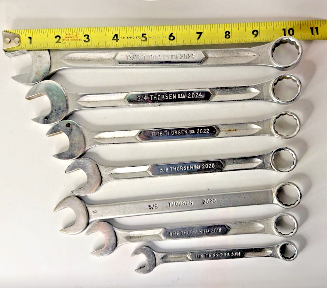 Thorsen 7 Pc SAE Combination Wrench Set 7/16-13/16 USA LOT