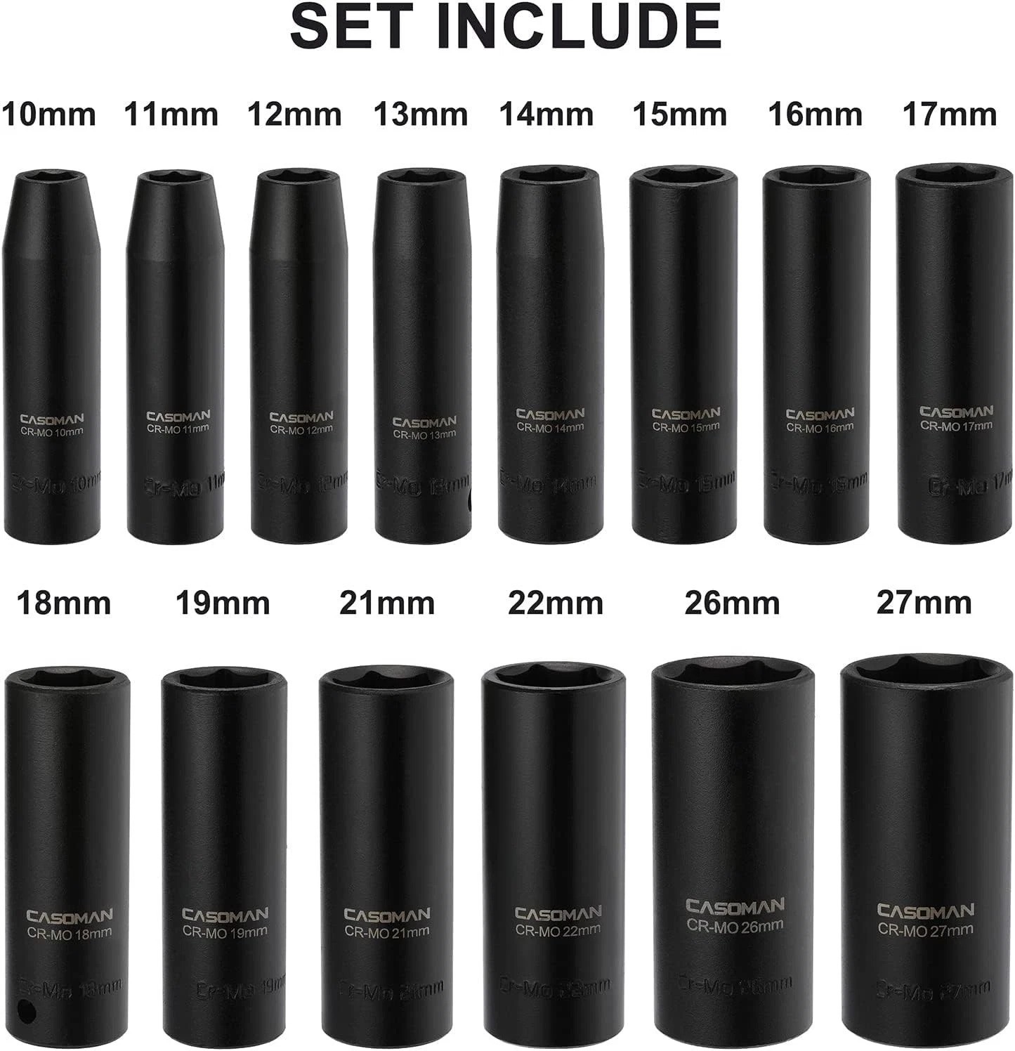 14-Piece Metric Impact Socket Set in Storage Case