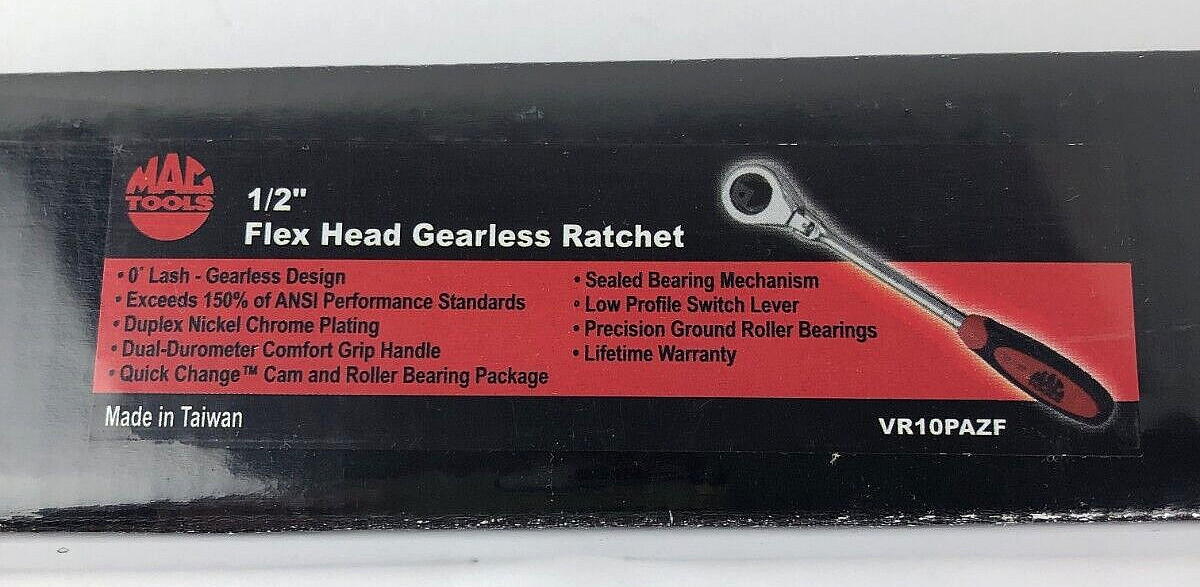 Mac Tools Flex Head Gearless Ratchet 1/2″ Drive VR10PAZF NEW In Box