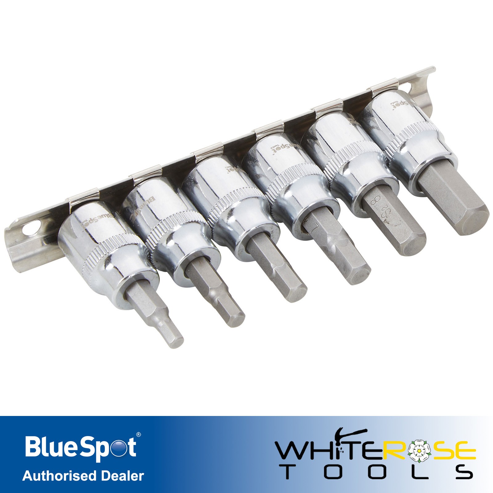 BlueSpot Hex Socket Bit Set 3/8″ Drive on Socket Rail 4-10mm 6pc 01487