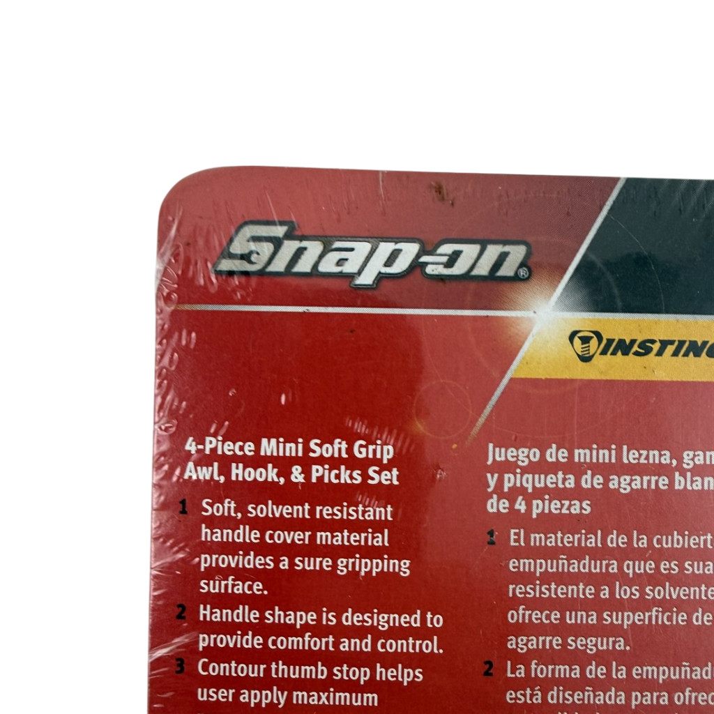 Snap-On NEW 4pc Picks Set RARE Green Soft Grip Awl, Hook & Tray Case SGASA204AG