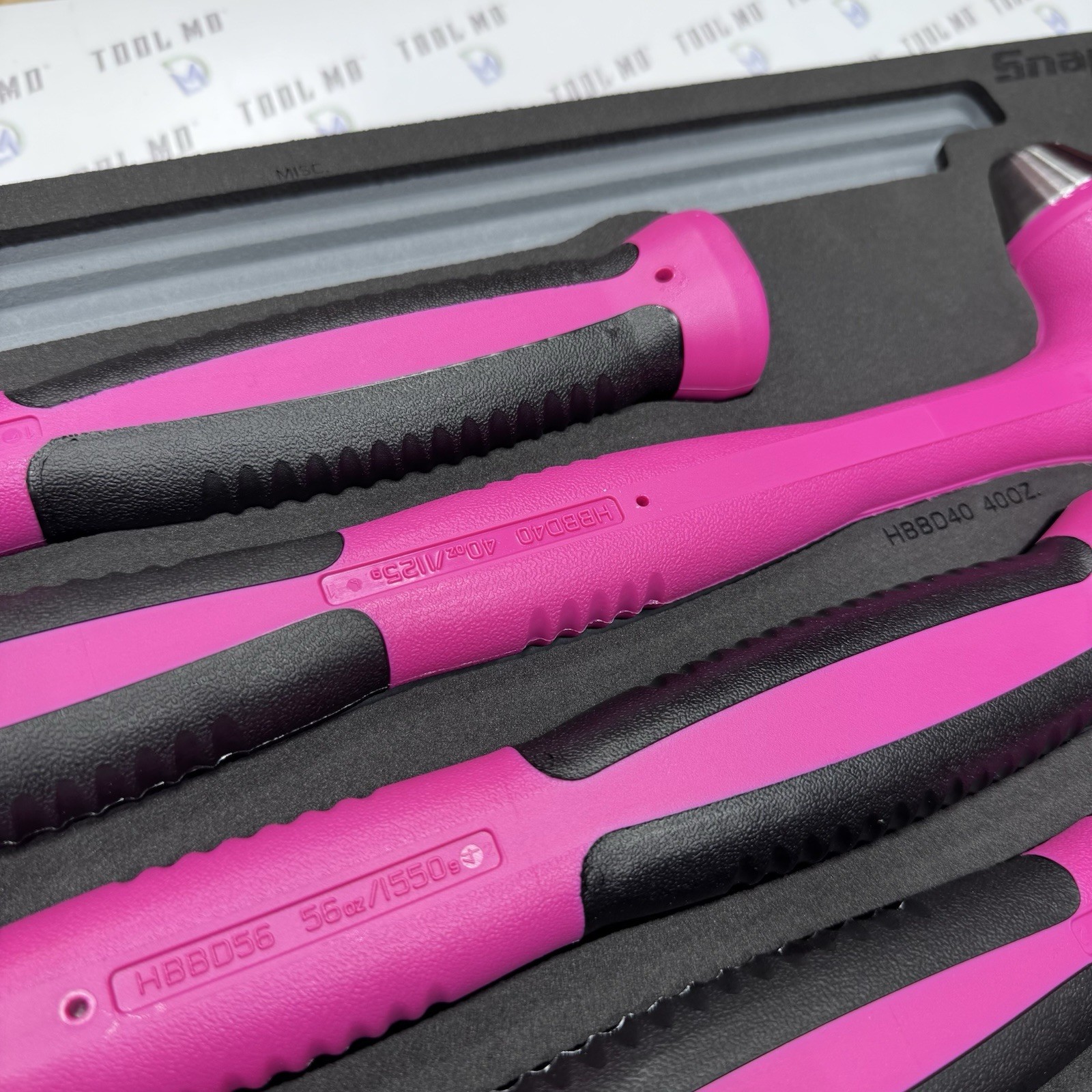 Snap-on Tools USA NEW 6pc ELECTRIC PINK Dead Blow Ball Peen Hammer Set HBBD6FEP