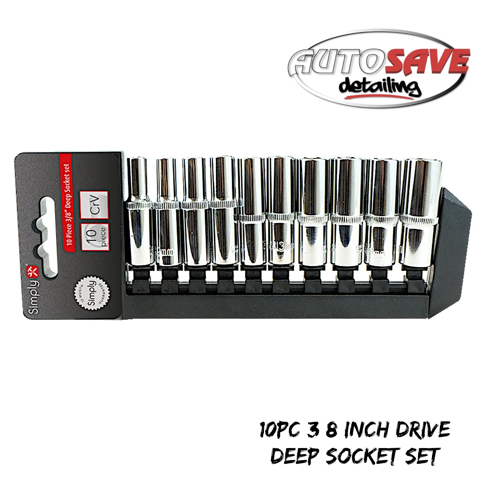 Simply – 10Piece 3/8 Inch Drive Deep Socket Set |Chrome Vanadium |Deep Reach