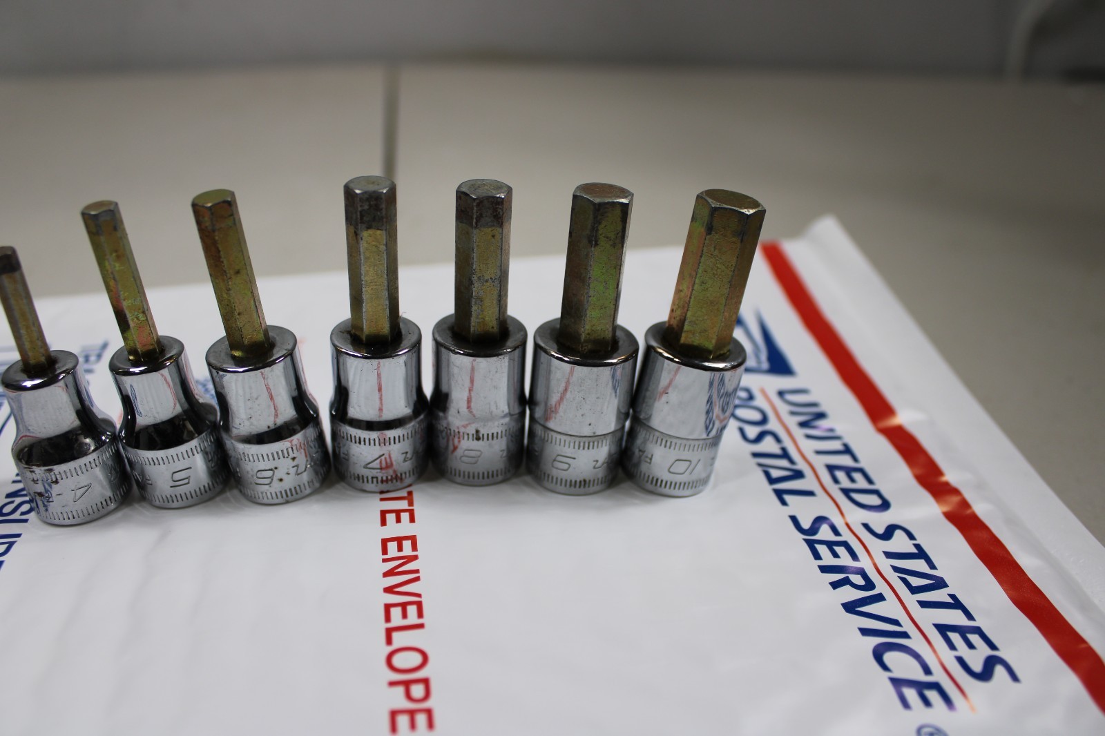 Snap-On 7pc Metric Hex Allen Bit Socket Set 3/8 Drive 207EFAMY 4mm-10mm