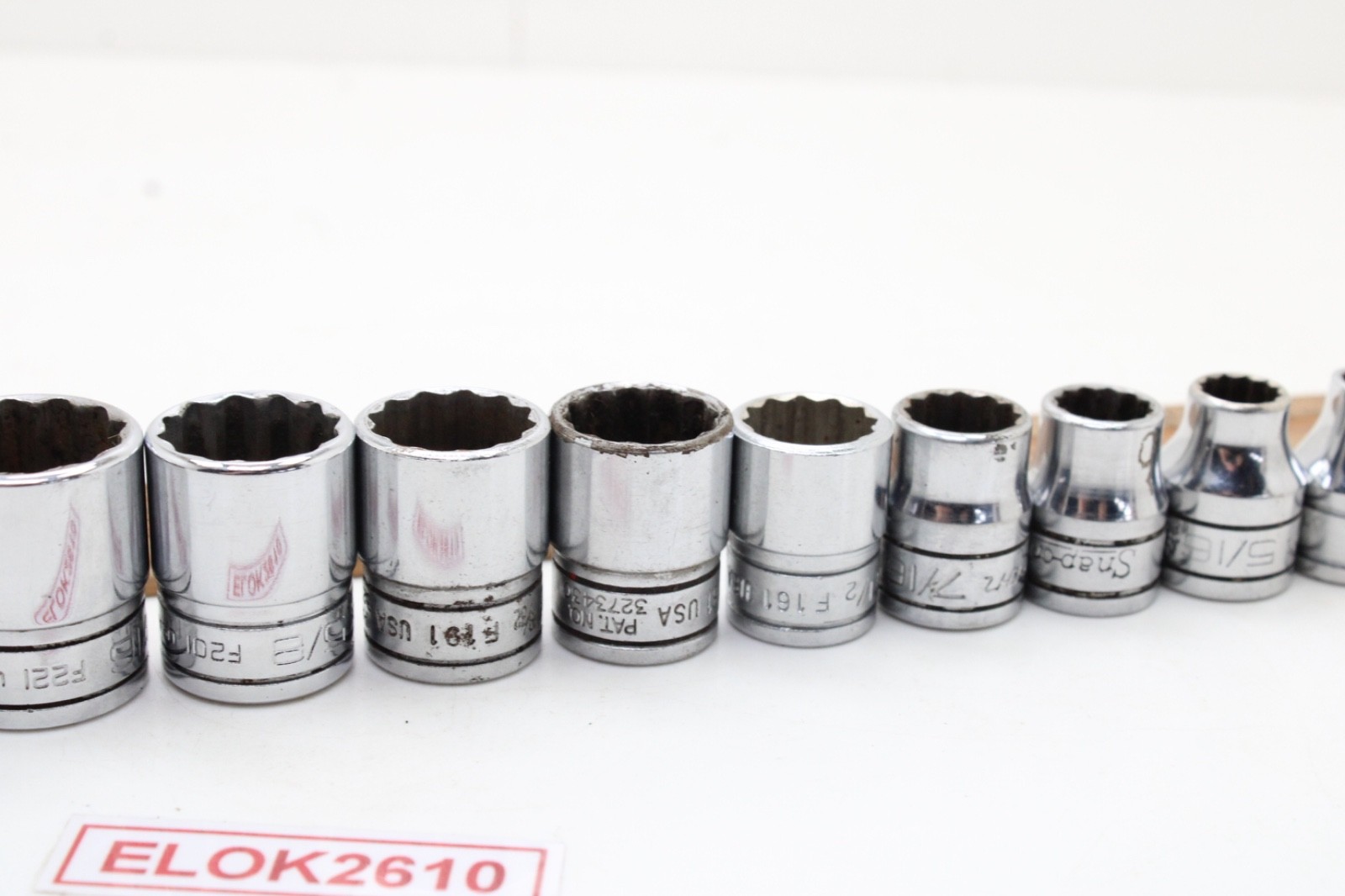 Snap-on F081 – F281 1/4-7/8″ 3/8″ Drive 12 Point 12 Piece SAE Chrome Set USA