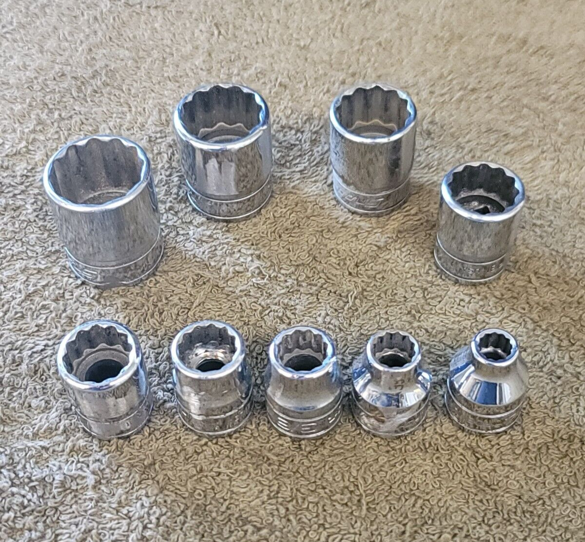 9 Snap-on F241 201 081 Sae Socket Set 3/8″ Drive 3/4 11/16 5/8 9/16 1/2 5/16 1/4