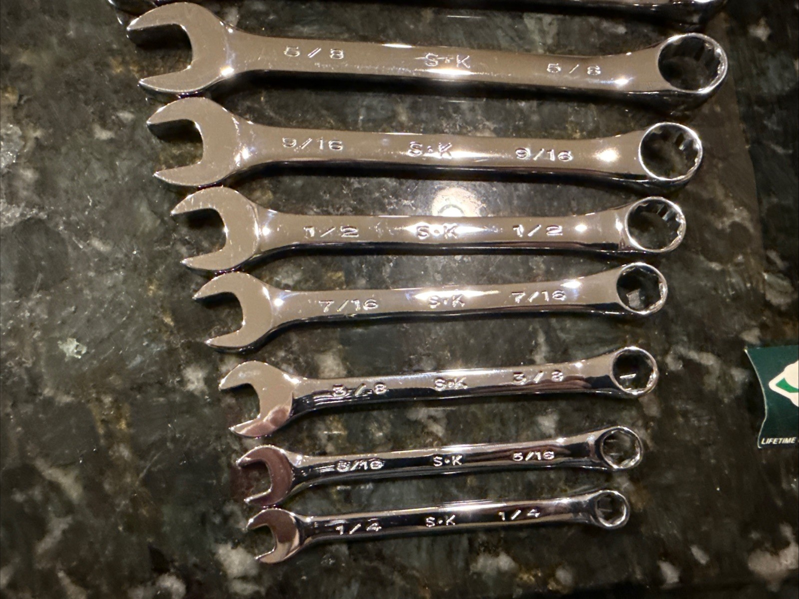 S-K 86014 Professional Tools 16-Piece Superkrome SAE Fractional Wrench Set USA