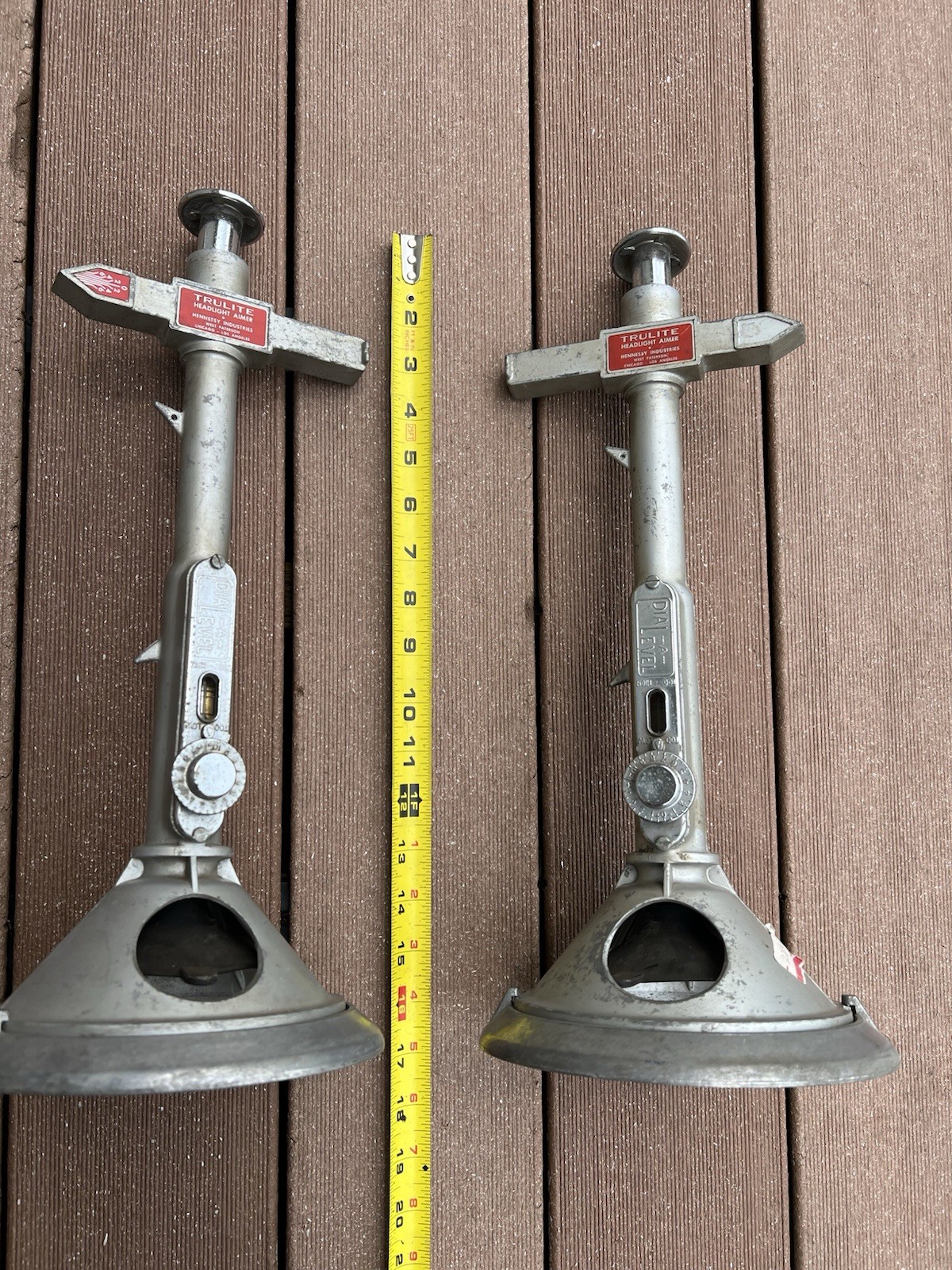 John Bean Trulite Headlight Aiming Tool Dial-A-Level Pair Vintage No. 15014-1