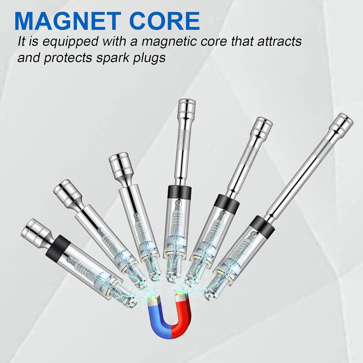 6pcs 3/8″ Drive Magnetic Swivel Spark Plug Socket Set, Include 9/16”, 5/8”,…